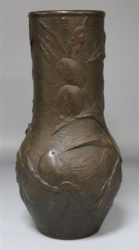 Frieda MacGillivray nee Rohl (act. 1887-86), a Japonaiserie bronze vase, signed and inscribed, Cie de Bronzes, Bruxelles foundry